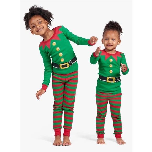 Childrens Place Elf Pajamas Size 8 Boys Or Girls Snug Fit Christmas Jammies - Picture 1 of 5